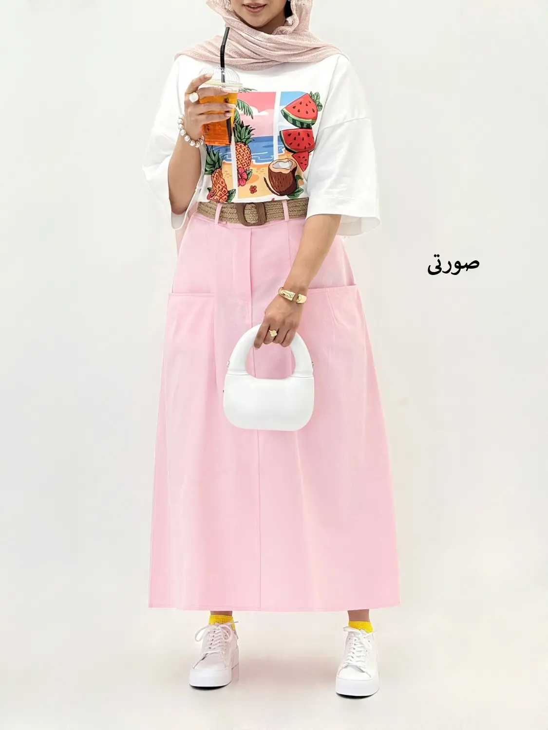 6614-دامن لینن پاستیل